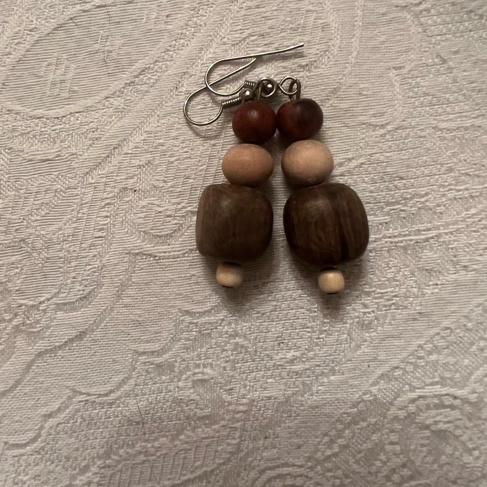 Wooden Bead Earrings set of 5 pairs. - Picture 2 of 6